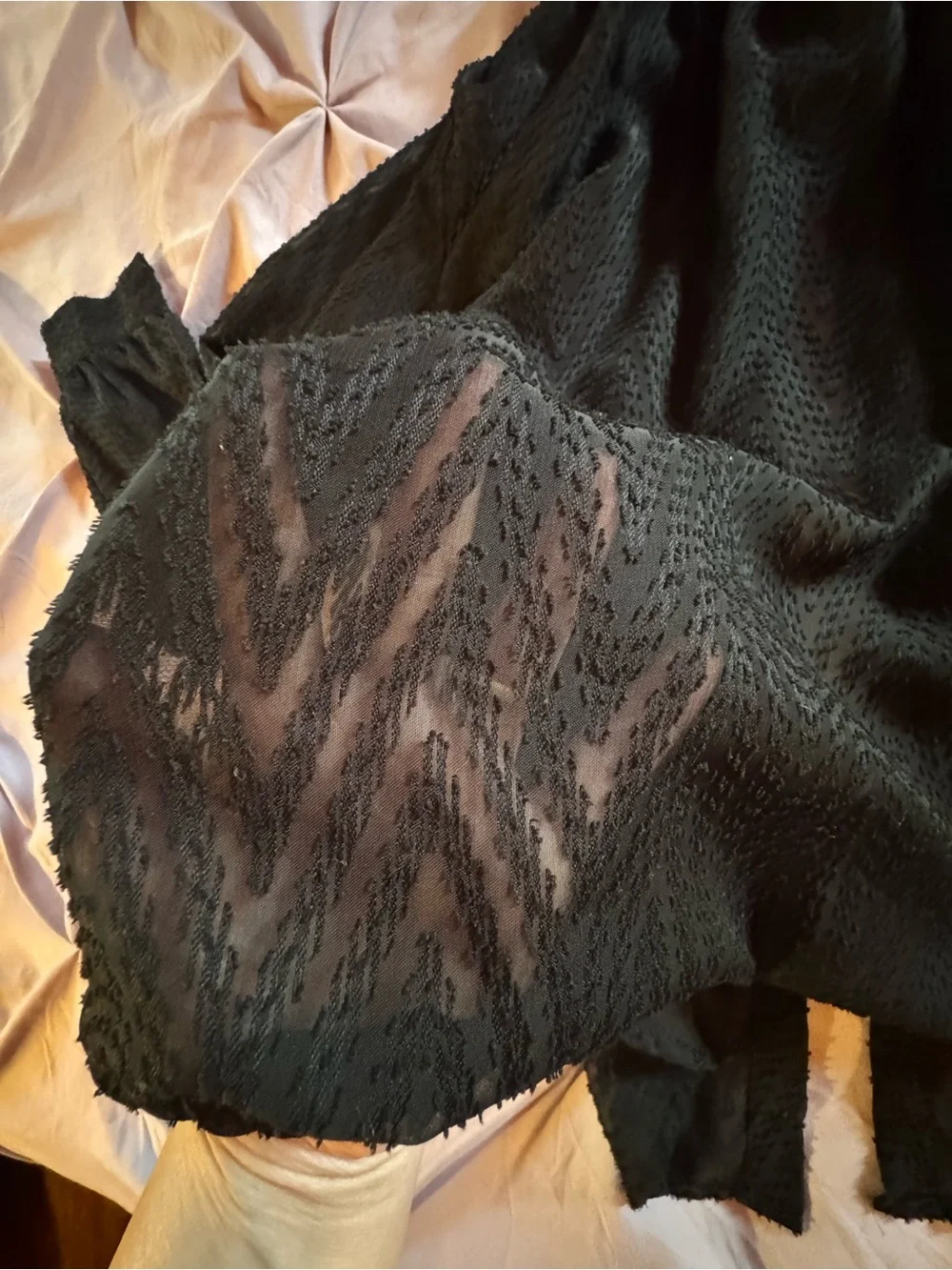 Free People Black Textured Blouse